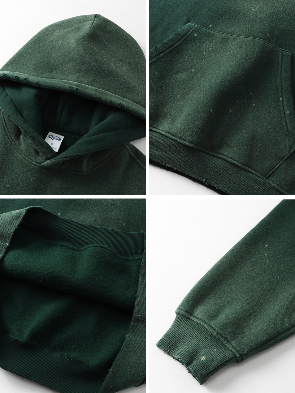 Unisex Hoodie Washed Distressed Velvet Autumn Winter Style