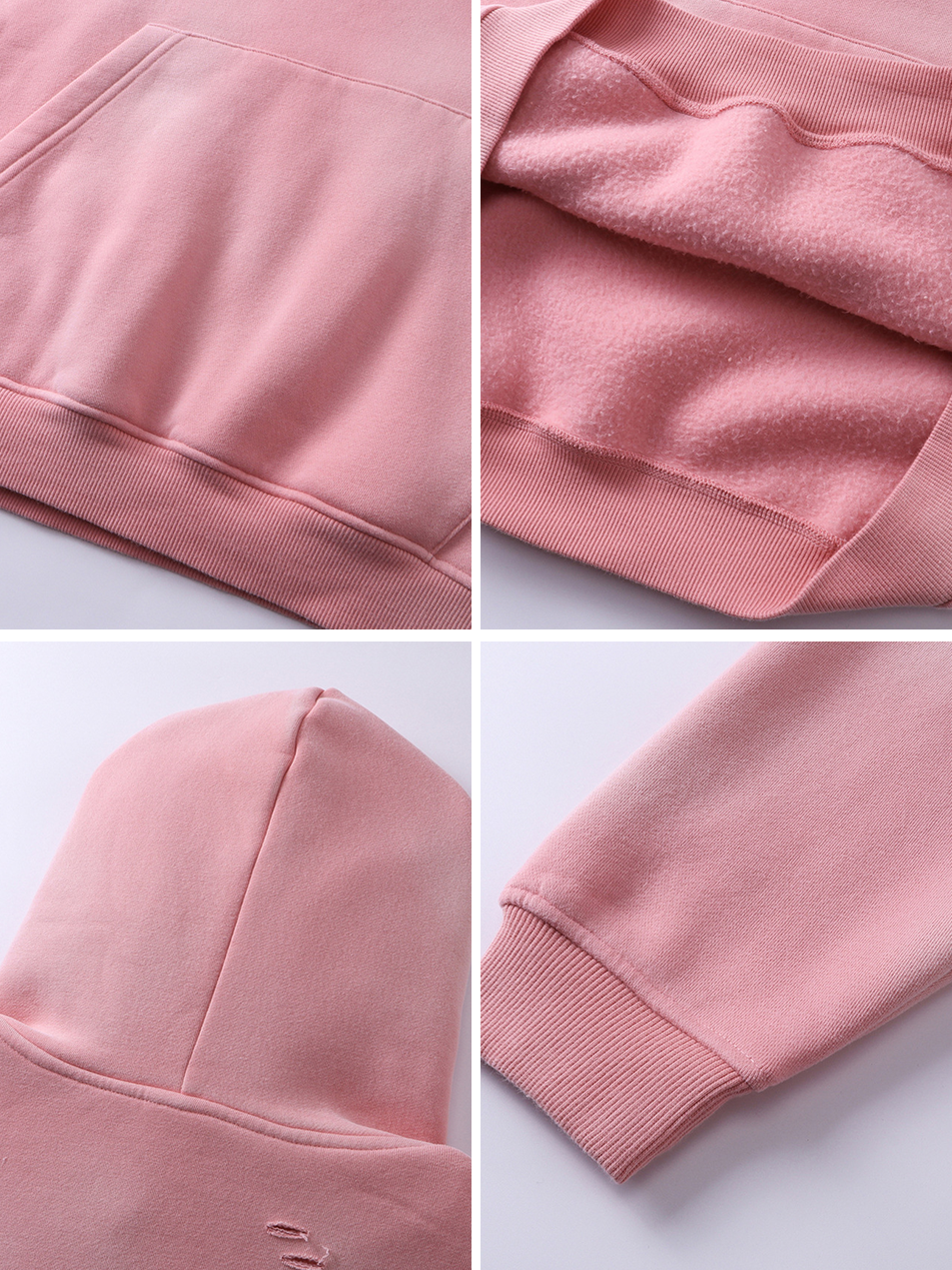 Unisex Hoodie Washed Distressed Velvet Autumn Winter Style