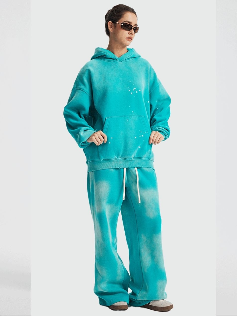 Unisex Oversized Hoodie Vintage Washed Distressed Velvet Autumn Winter Style