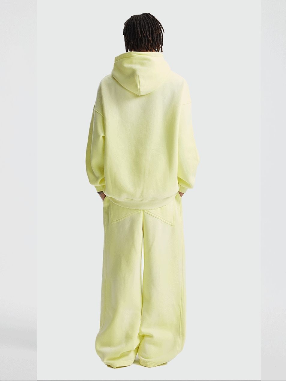 Vintage Hoodie Sweatpants Set Unisex Washed Distressed Velvet Winter Tracksuit