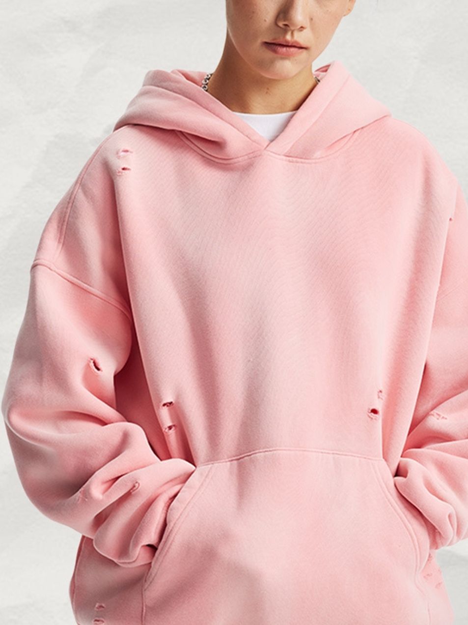 Unisex Oversized Hoodie Vintage Washed Distressed Velvet Autumn Winter Style