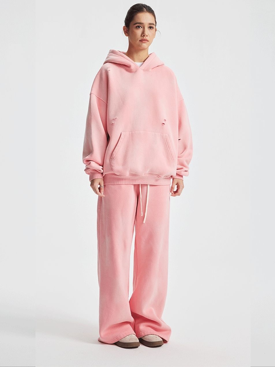 Unisex Oversized Hoodie Vintage Washed Distressed Velvet Autumn Winter Style