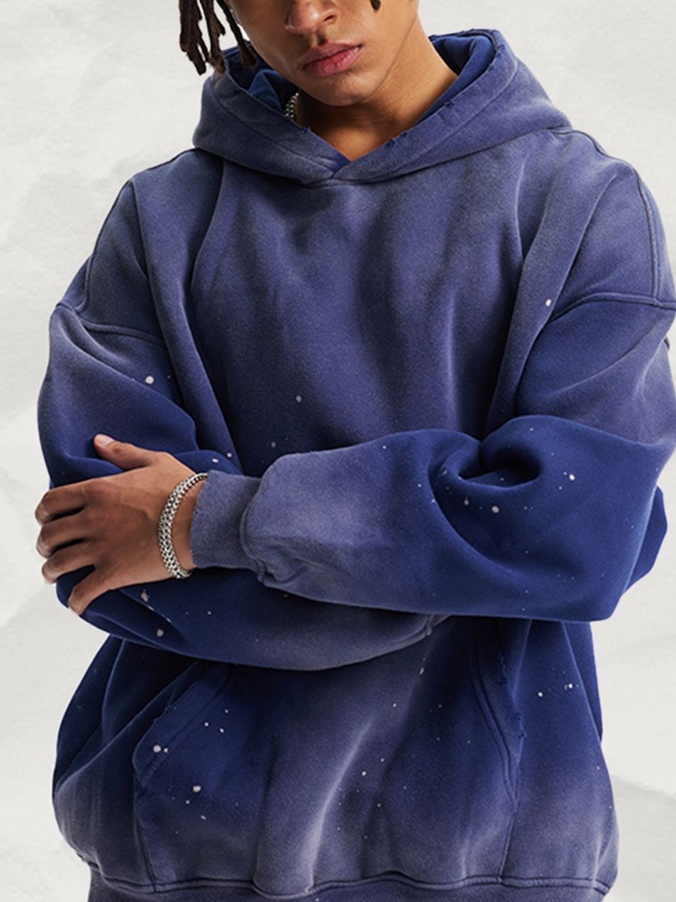 Oversized Washed Velvet Hoodie Unisex Distressed Autumn Winter Look