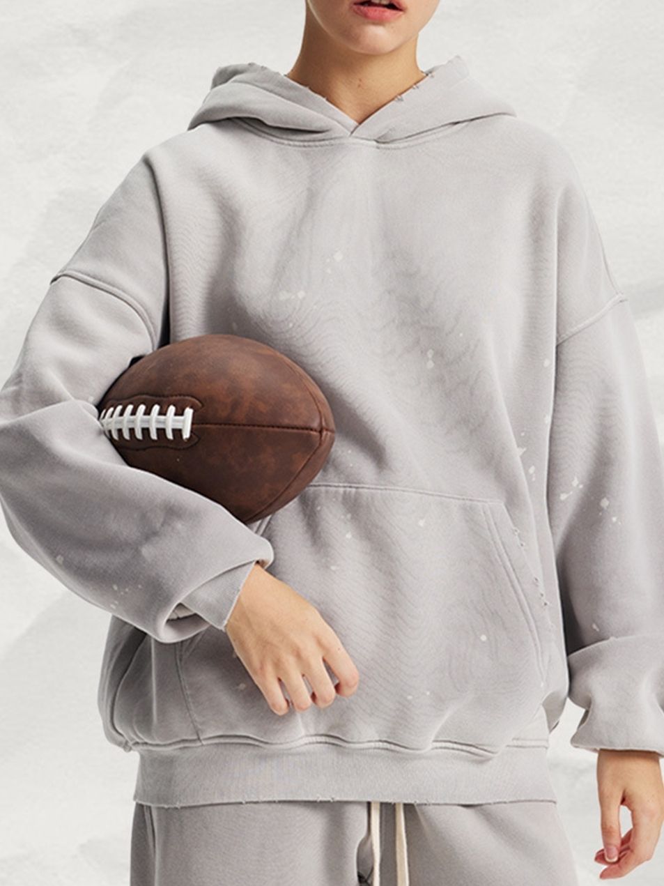 Unisex Hoodie Washed Distressed Velvet Autumn Winter Style