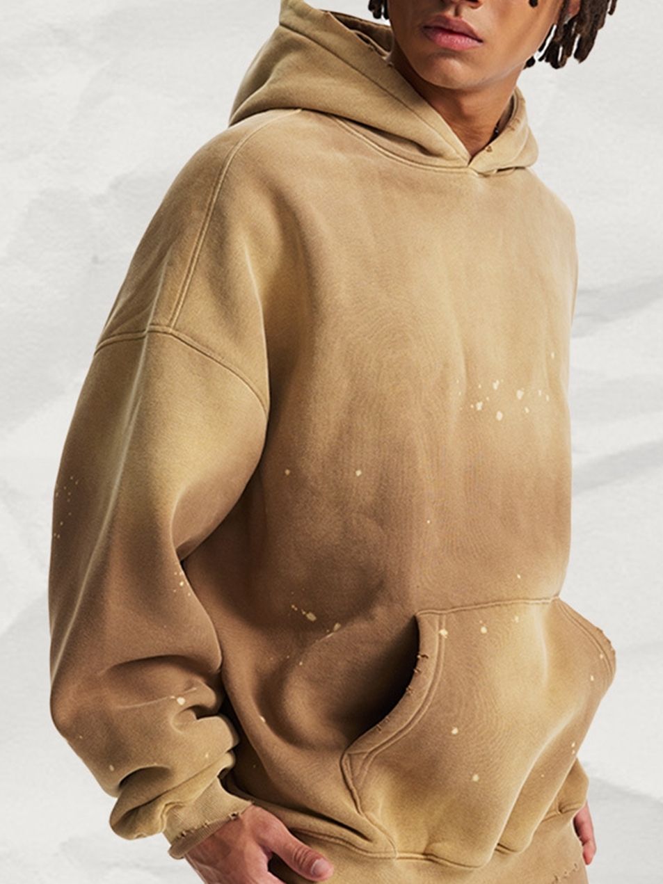 Unisex Oversized Hoodie Vintage Washed Distressed Velvet Autumn Winter Style