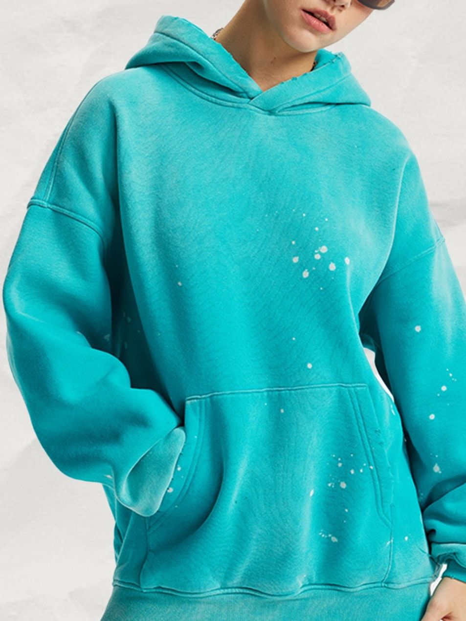 Unisex Oversized Hoodie Vintage Washed Distressed Velvet Autumn Winter Style