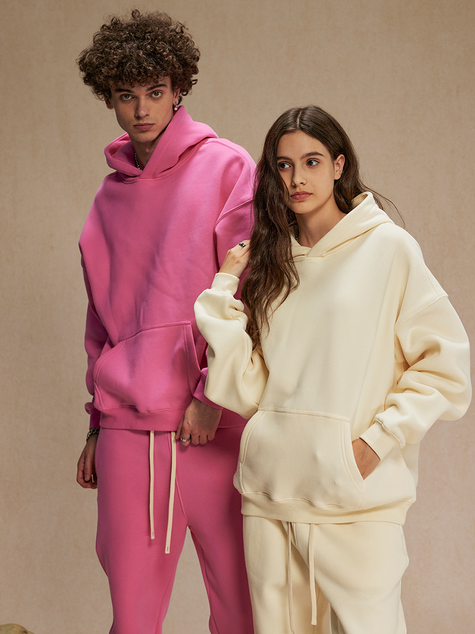 Unisex Oversized Pink Hoodie Soft Cotton Essentials Pullover