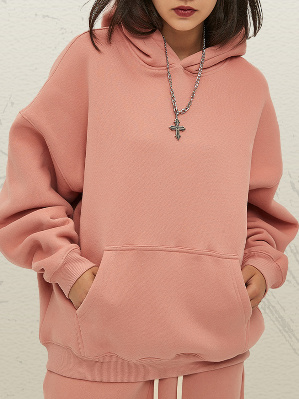 Unisex Oversized Reddish Brown Hoodie Warm Fleece Essentials Pullover