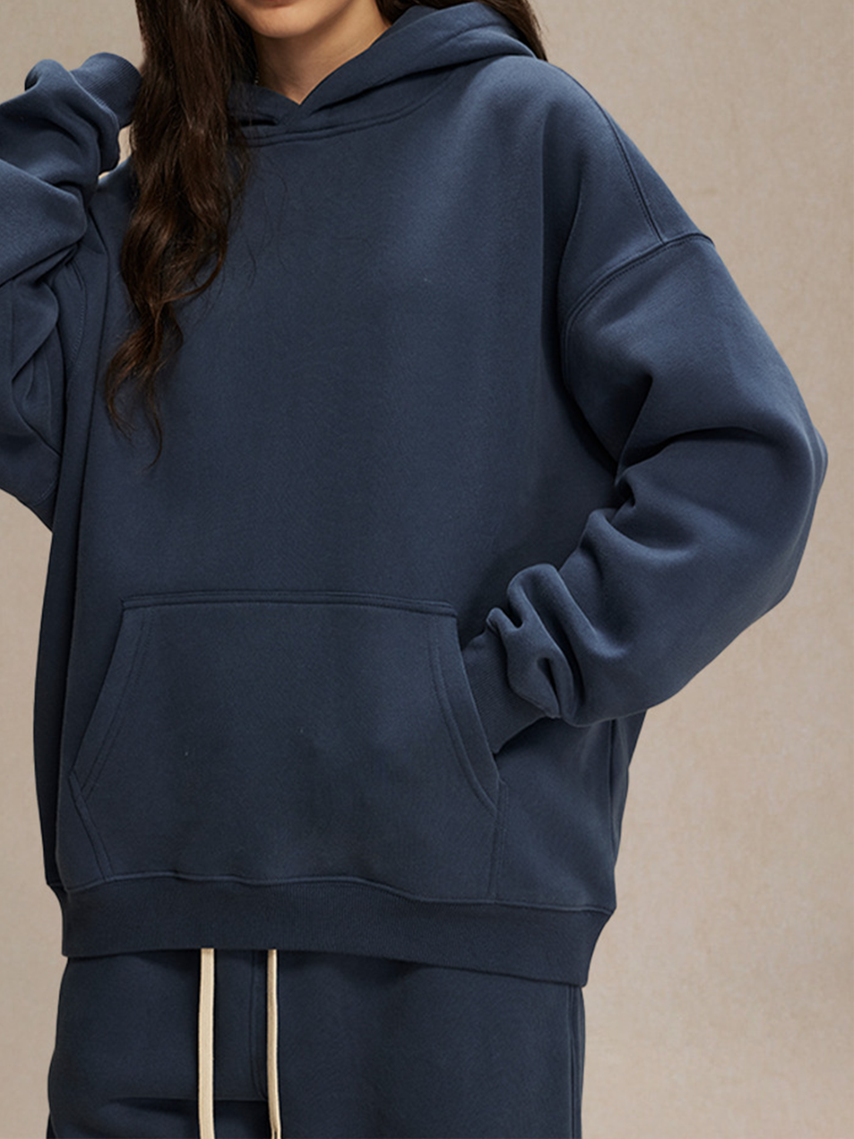 Unisex Oversized Navy Blue Hoodie Soft Fleece Essentials Streetwear