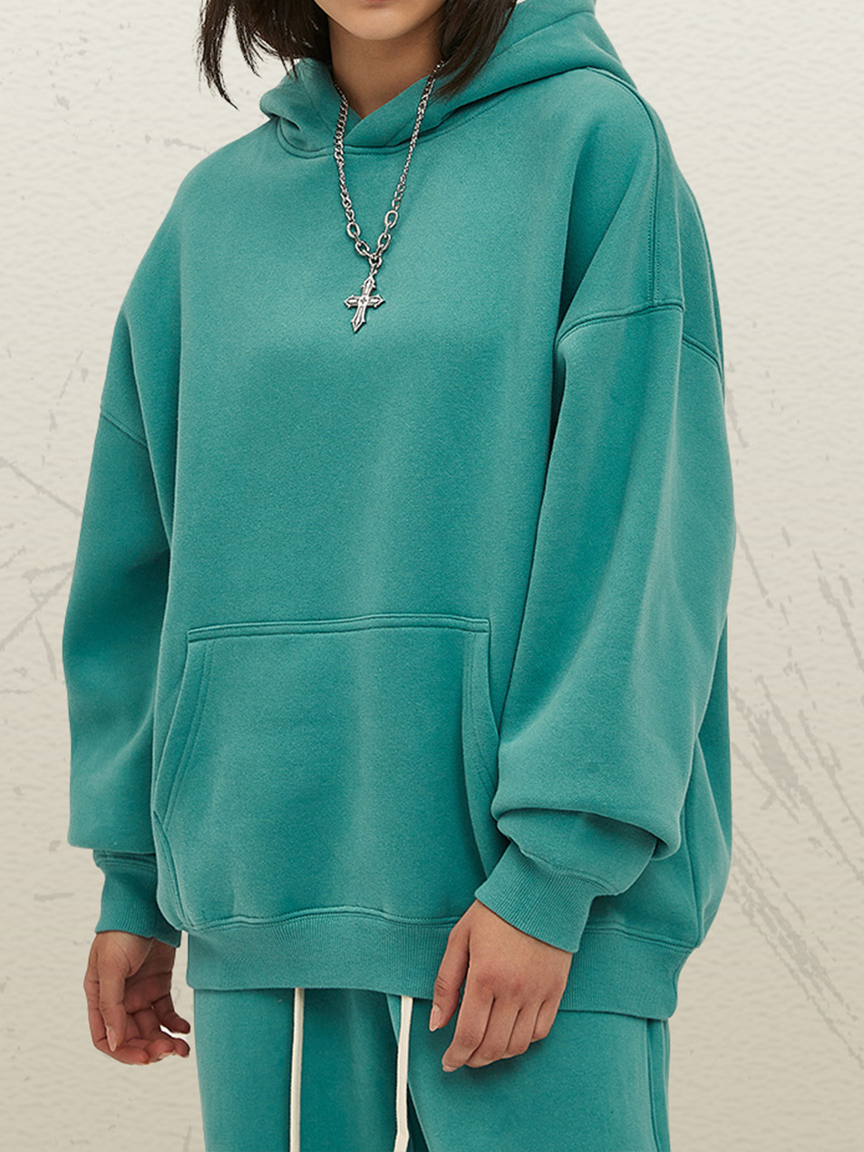 Unisex Oversized Teal Hoodie Soft Fleece Essentials Pullover