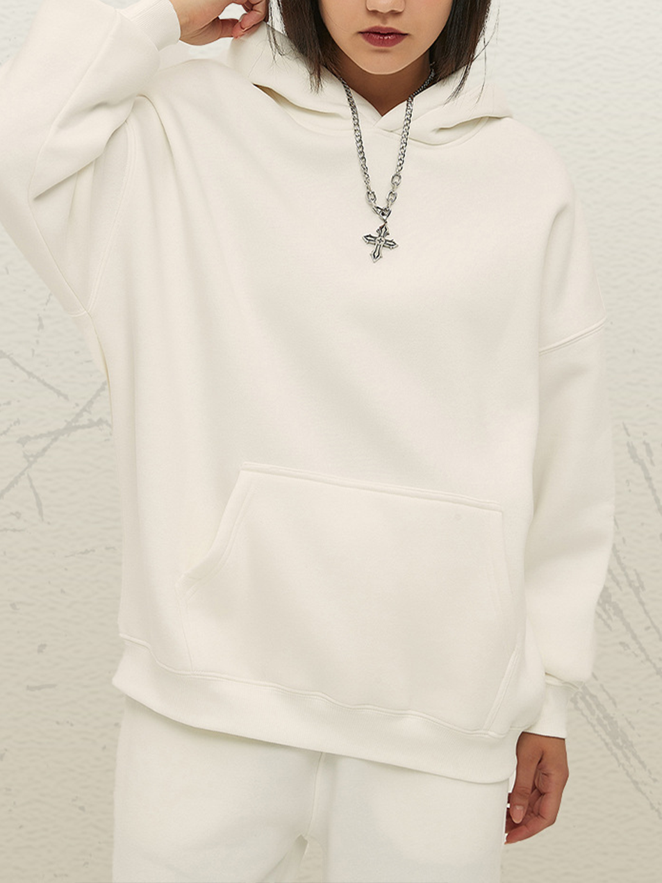 Unisex Oversized White Hoodie Soft Cotton Essential Casual Pullover