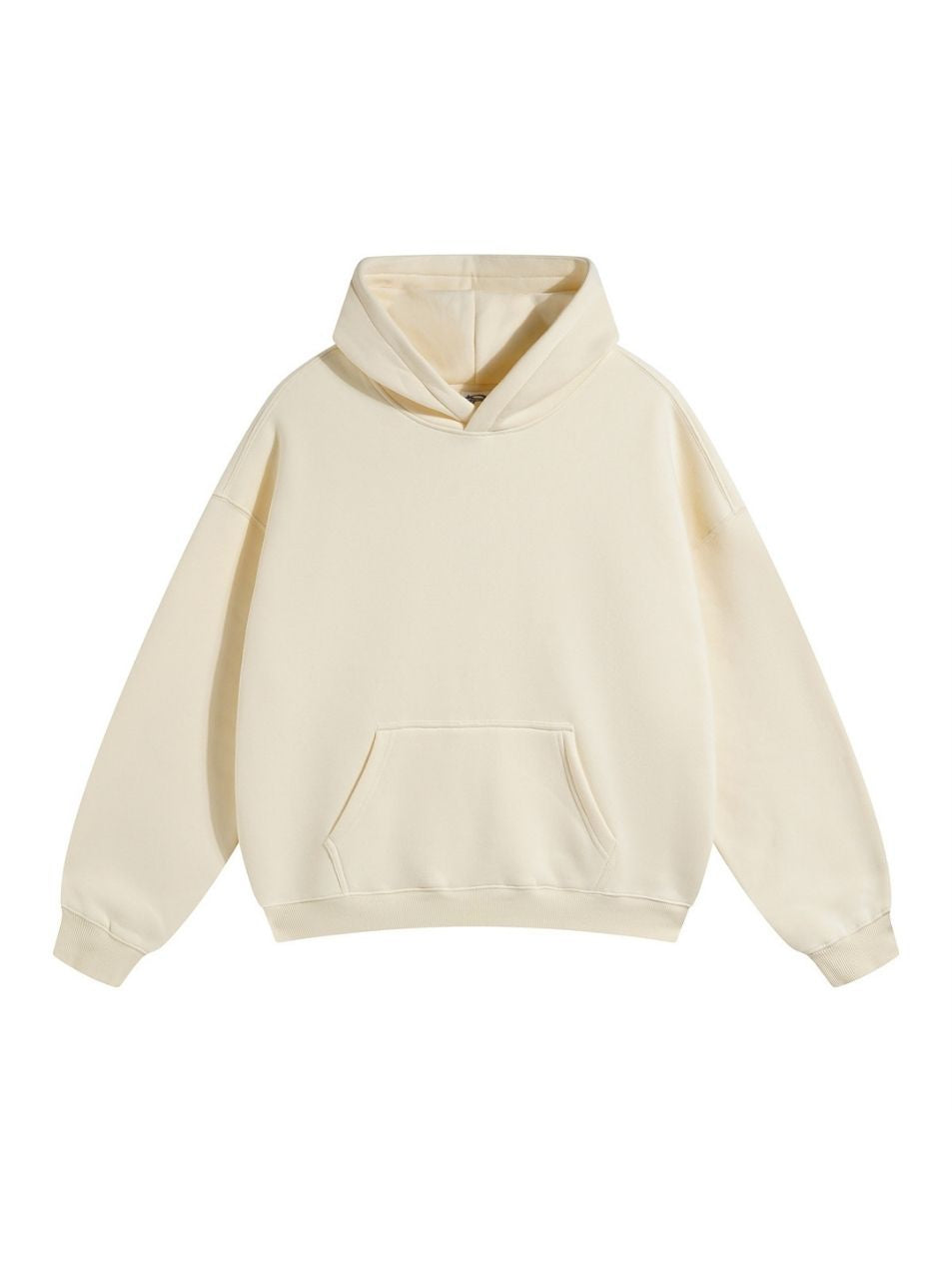 Unisex Beige Hoodie Oversized Fit Cozy Fleece Everyday Streetwear