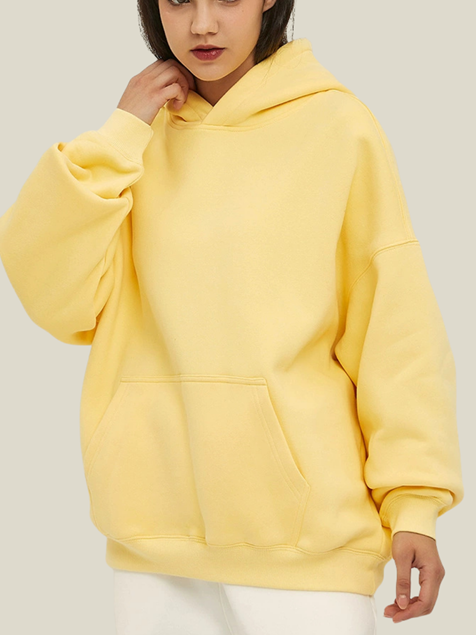 Unisex Yellow Oversized Hoodie Minimal Streetwear Sweatshirt