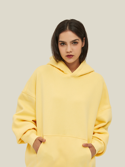 Unisex Yellow Oversized Hoodie Minimal Streetwear Sweatshirt