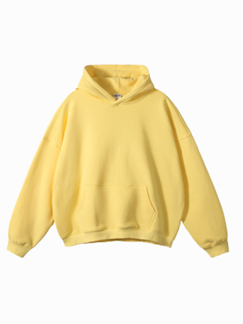 Unisex Yellow Oversized Hoodie Minimal Streetwear Sweatshirt