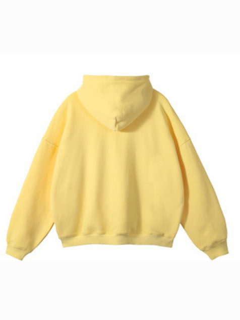 Unisex Yellow Oversized Hoodie Minimal Streetwear Sweatshirt