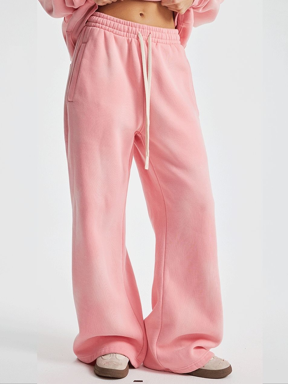 Loose Fit Velvet Sweatpants Unisex Washed Distressed Autumn Outfit