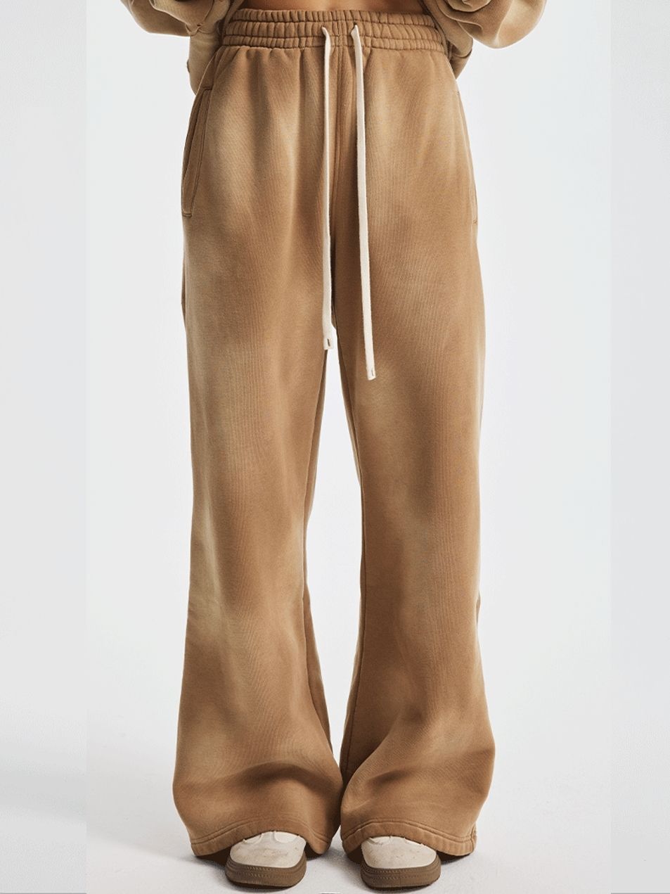 Loose Fit Velvet Sweatpants Unisex Washed Distressed Autumn Outfit