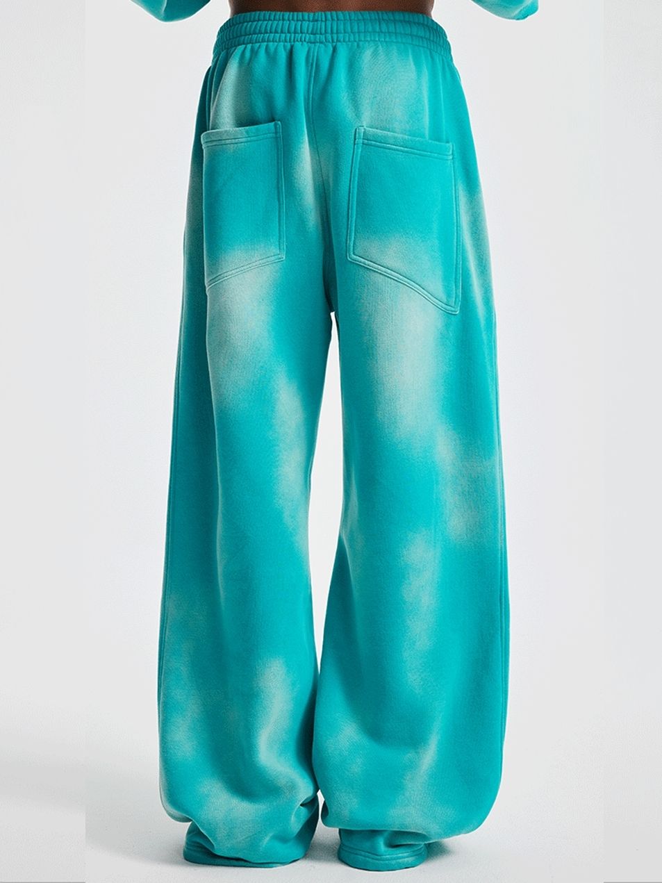 Loose Fit Velvet Sweatpants Unisex Washed Distressed Autumn Outfit