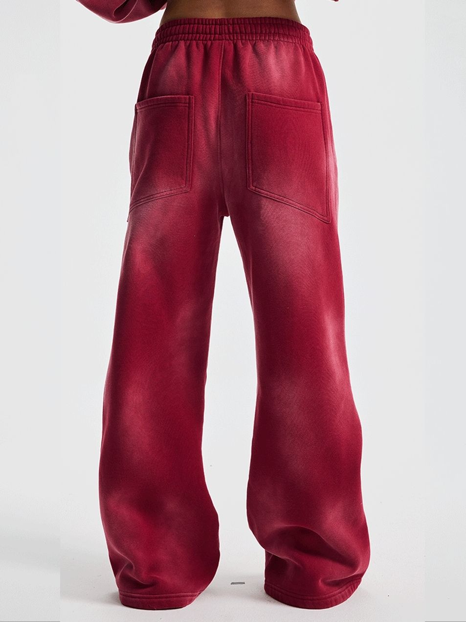 Loose Velvet Sweatpants Unisex Vintage Washed Distressed Winter Look