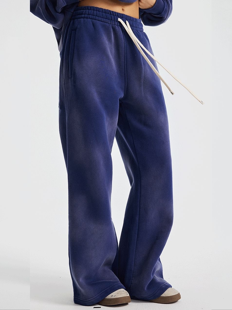 Unisex Casual Sweatpants Distressed Velvet Washed Vintage Autumn Outfit