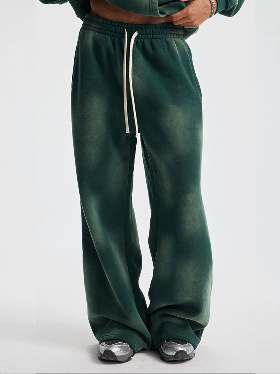 Unisex Casual Sweatpants Distressed Velvet Washed Vintage Autumn Outfit