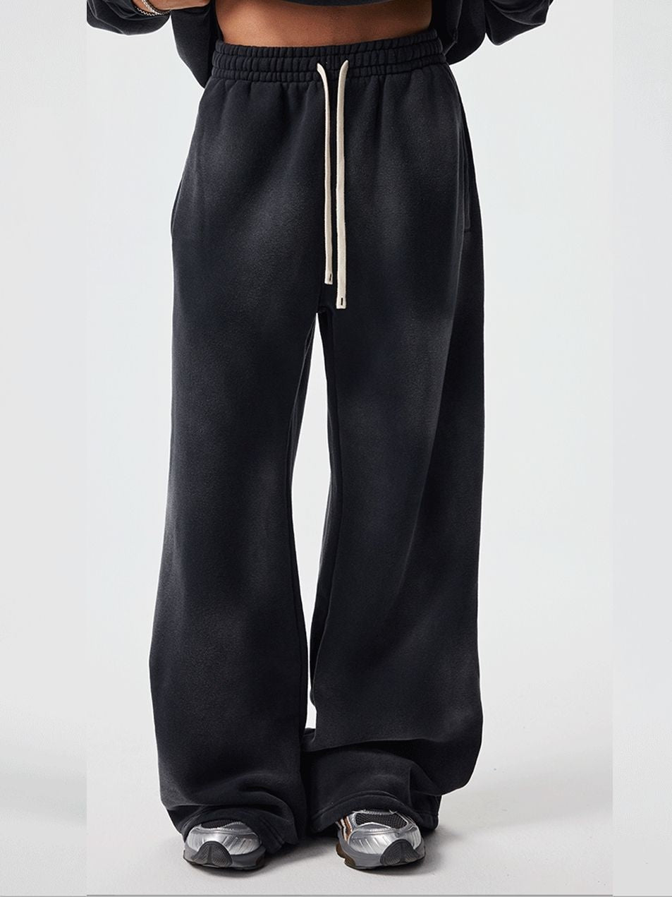 Unisex Casual Sweatpants Distressed Velvet Washed Vintage Autumn Outfit