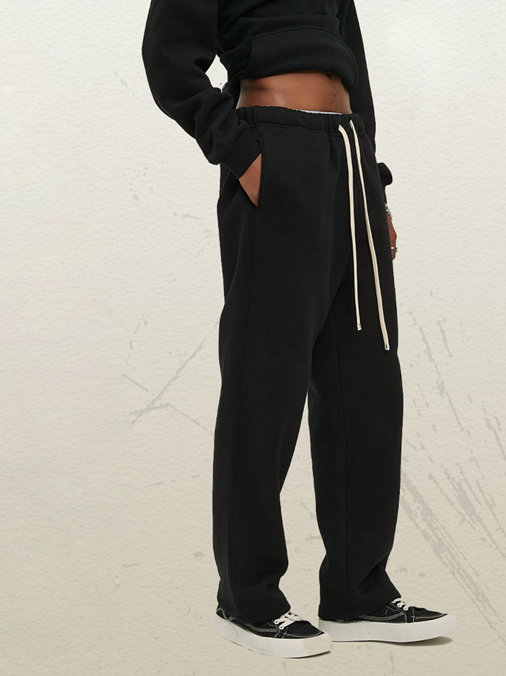 Unisex Burgundy Velvet Sweatpants Retro Washed Distressed Winter Outfit