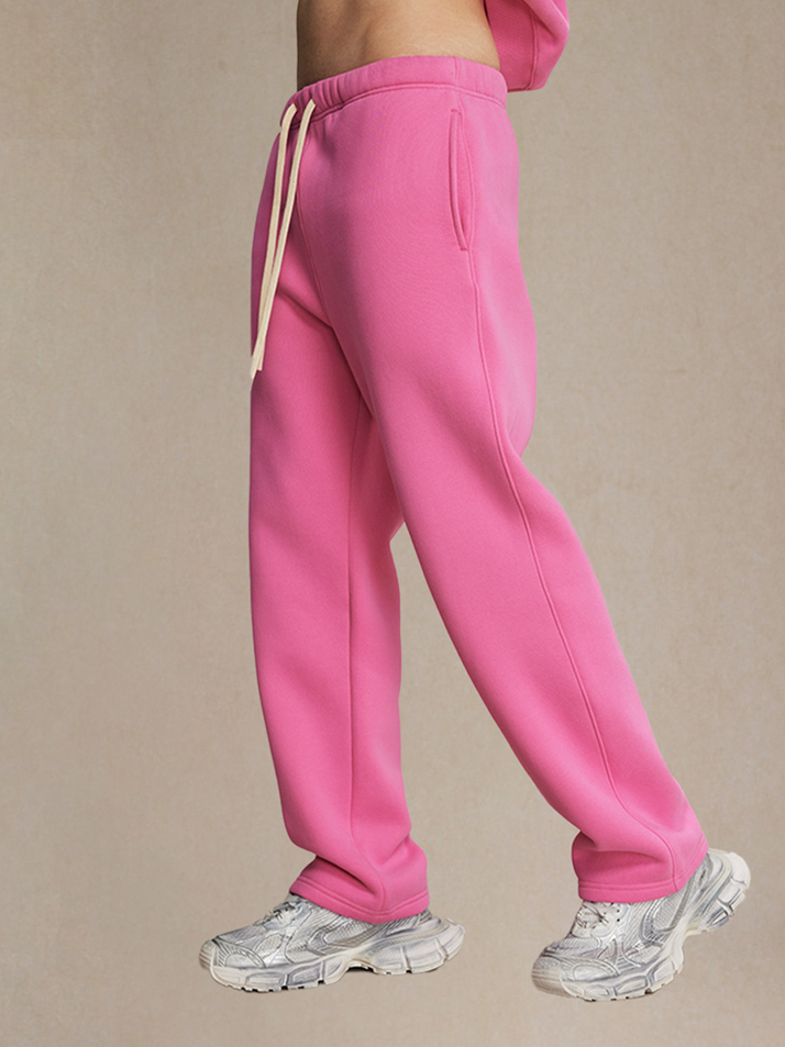 Unisex Rose Red Velvet Sweatpants Vintage Washed Loose Fit Retro Style