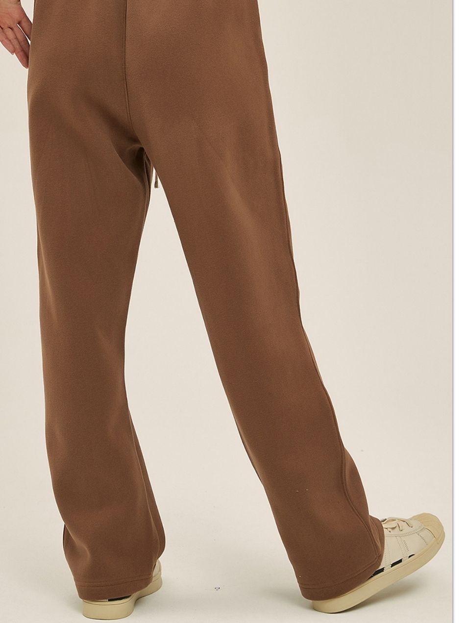 Unisex Khaki Velvet Sweatpants Retro Washed Distressed Relaxed Fit Joggers