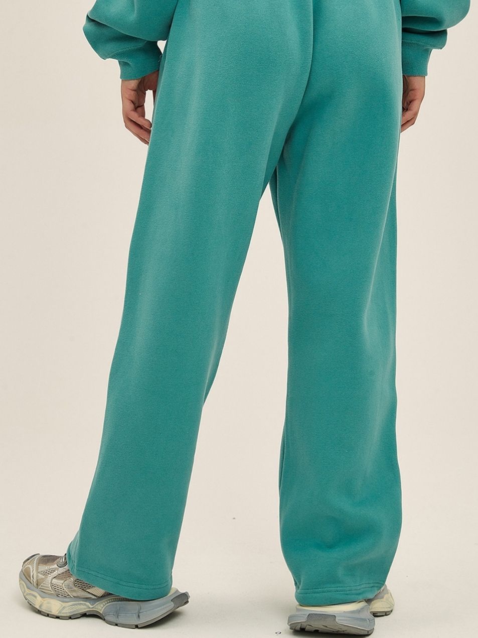 Unisex Khaki Velvet Sweatpants Retro Washed Distressed Relaxed Fit Joggers