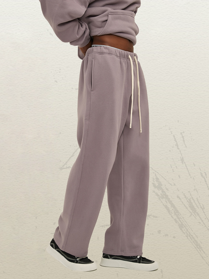 Unisex Dark Pink Cotton Sweatpants Distressed Washed Relaxed Urban Look