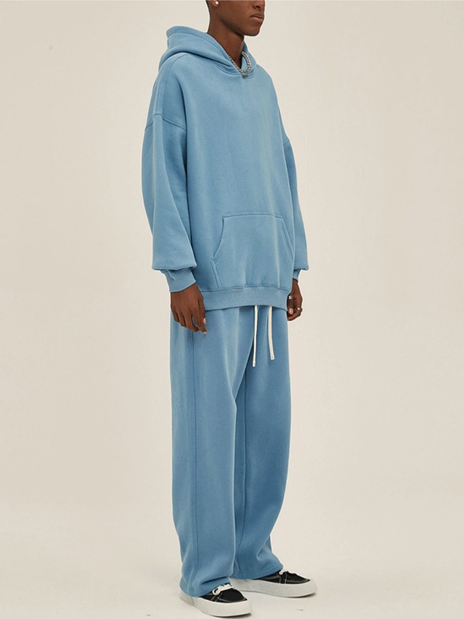 Unisex Soft Fleece Hoodie Set Loose Fit Streetwear Outfit