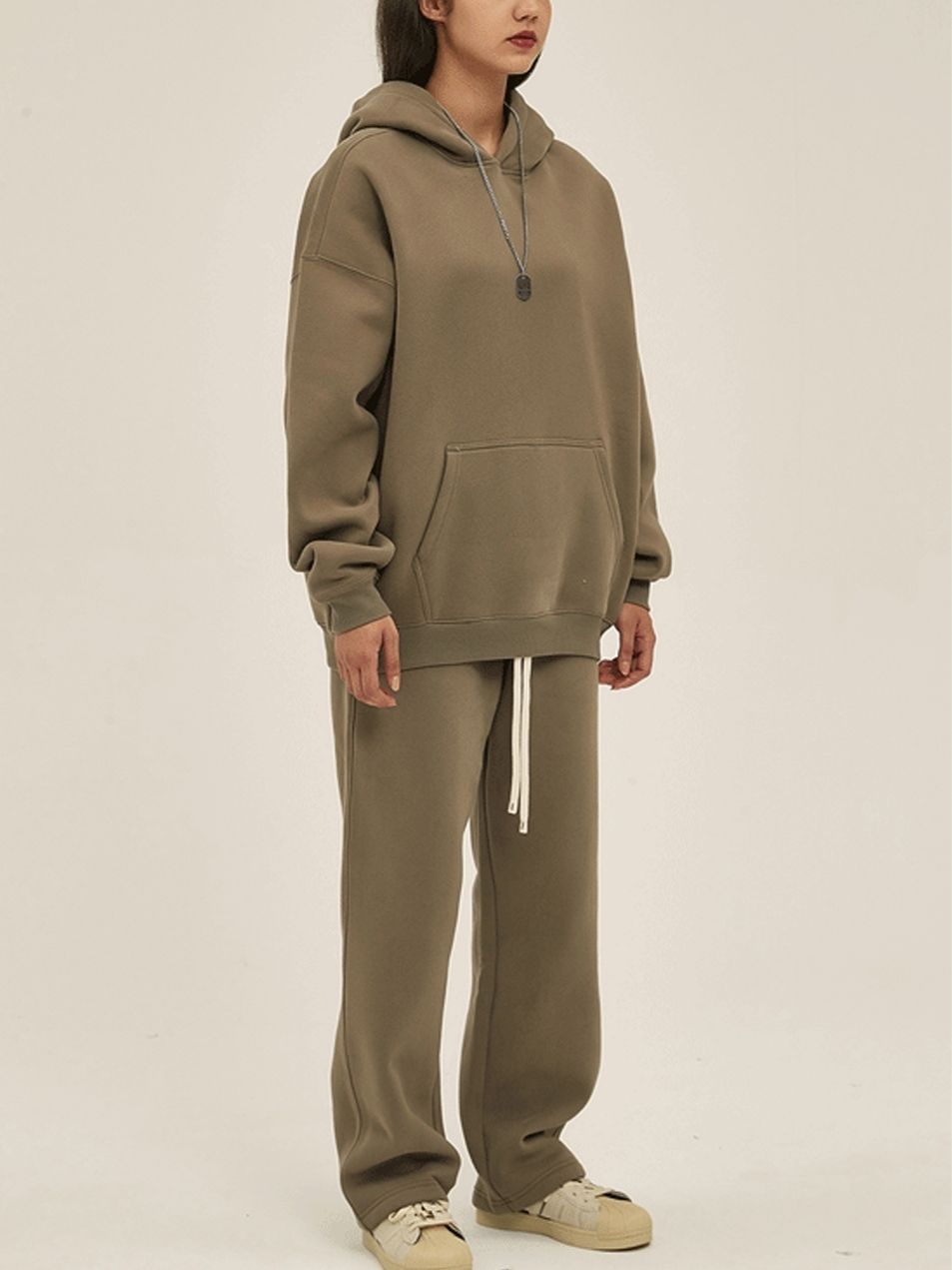 Unisex Soft Fleece Hoodie Set Loose Fit Streetwear Outfit