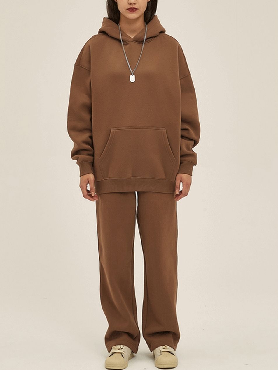 Unisex Fleece Tracksuit Oversized Hoodie and Sweatpants Set