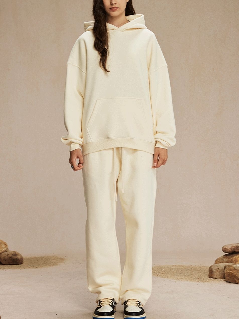 Oversized Pullover Hoodie and Sweatpants Set Unisex Winter Outfit